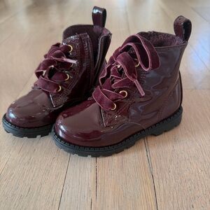 H&M Girls Glossy Maroon Fleece Lined Boots